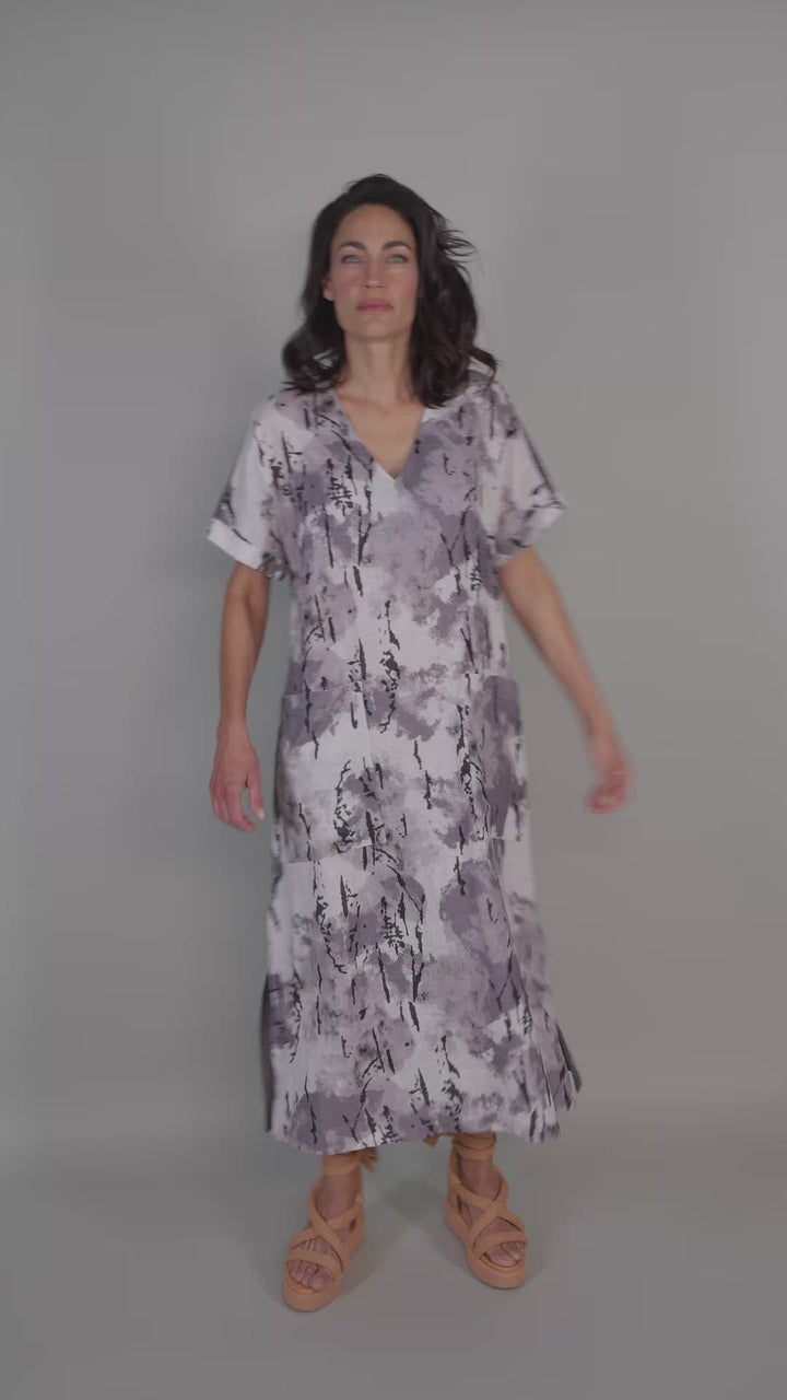 Skyline V-neck Maxi Dress, Fog
