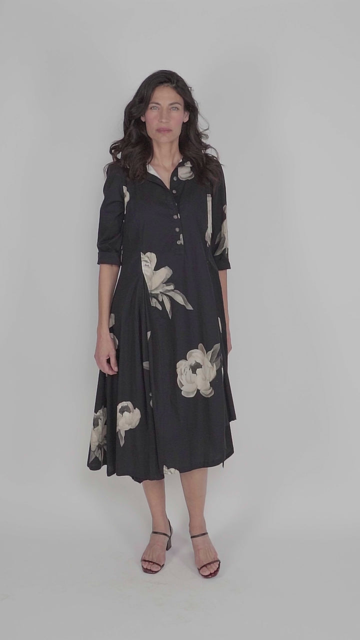 Renee Asymmetrical Shirtdress, Roses