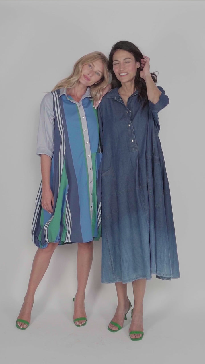 Luz Ombré Trapeze Maxi Dress, Denim