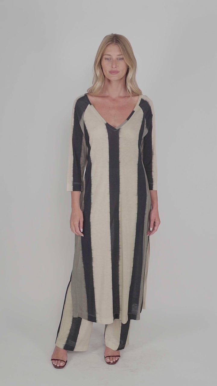 Get In Line Caftan Tunic Top, Stripes