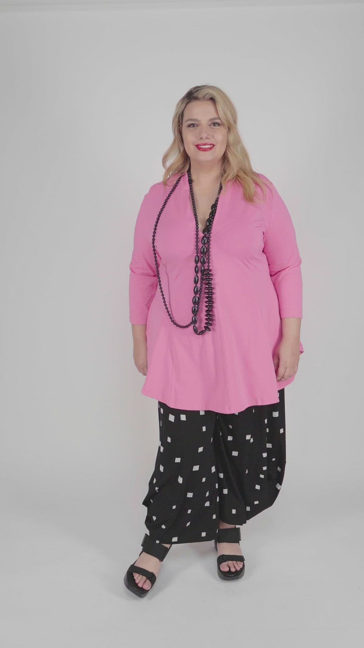 Gloria V-neck Tunic Top, Bazooka