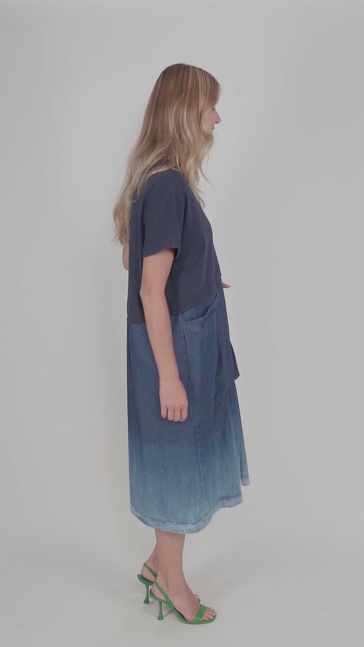 Sari Ombré Popover Dress, Denim
