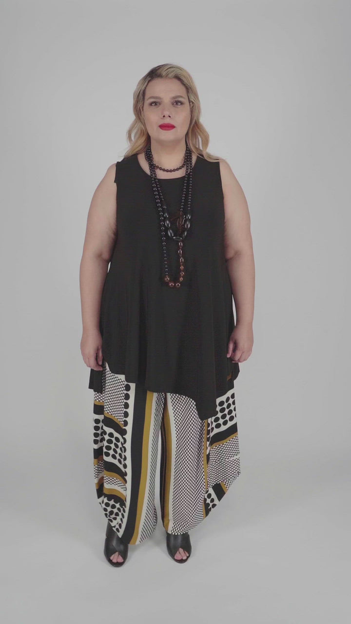 Ani Sleeveless Tunic Top, Black