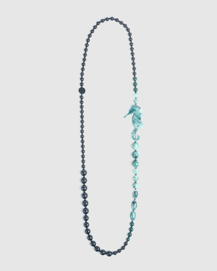 Seahorse Bead Necklace, Sea Green