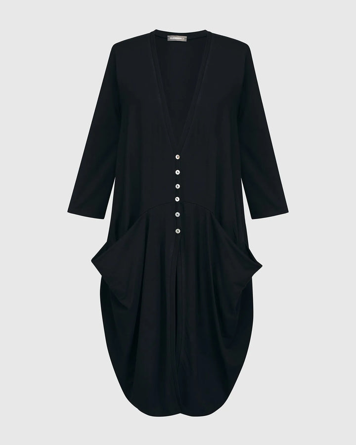 Essential Draped Cocoon Jacket, Black