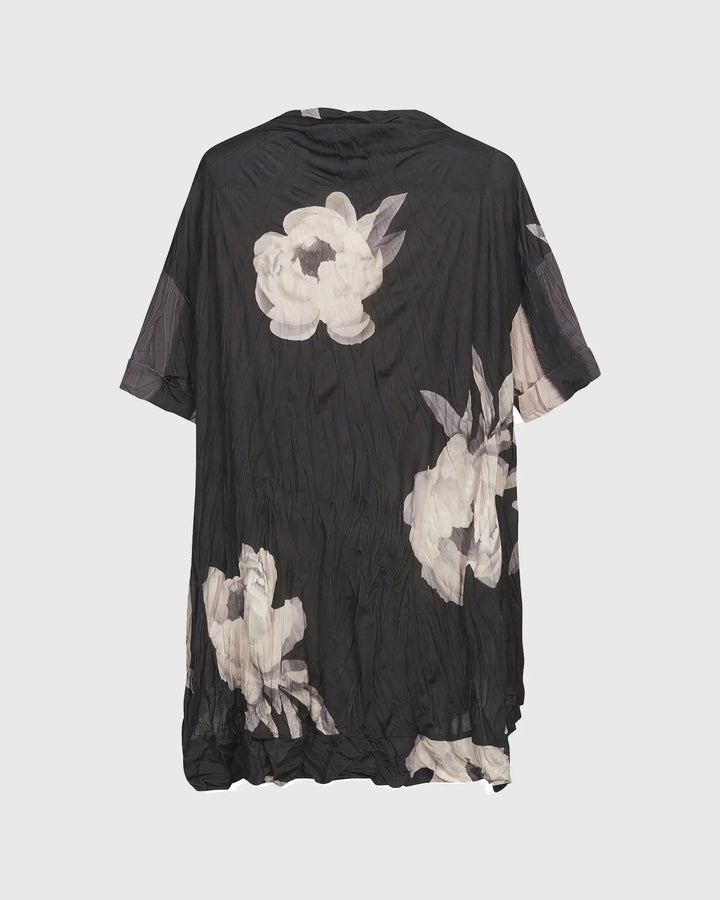 Laila Crinkle Trapeze Top, Stripe/roses