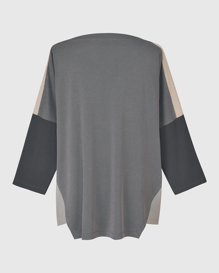 Essential Colorblock Cupro Top, Charcoal