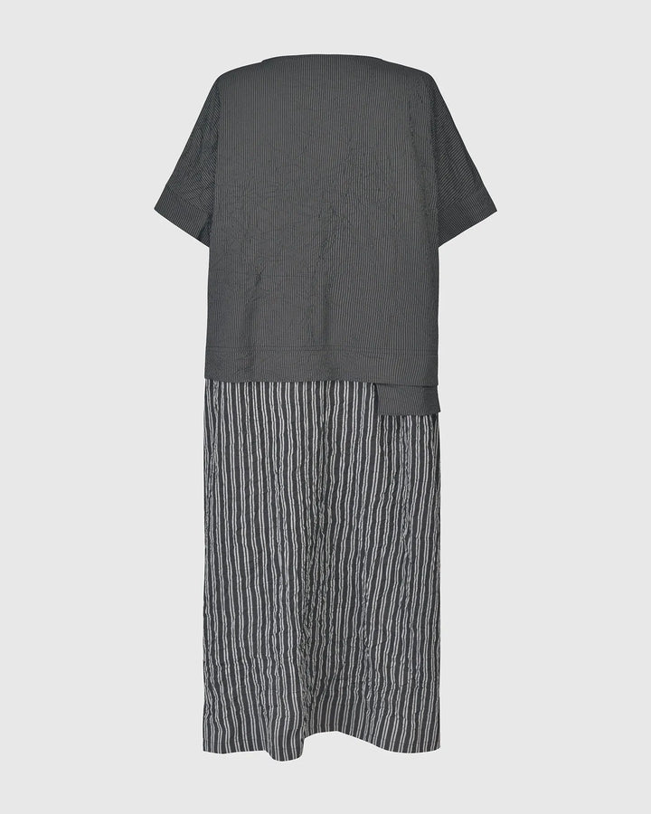 Urban Pinstripe Crinkle Maxi Dress, Silver/black
