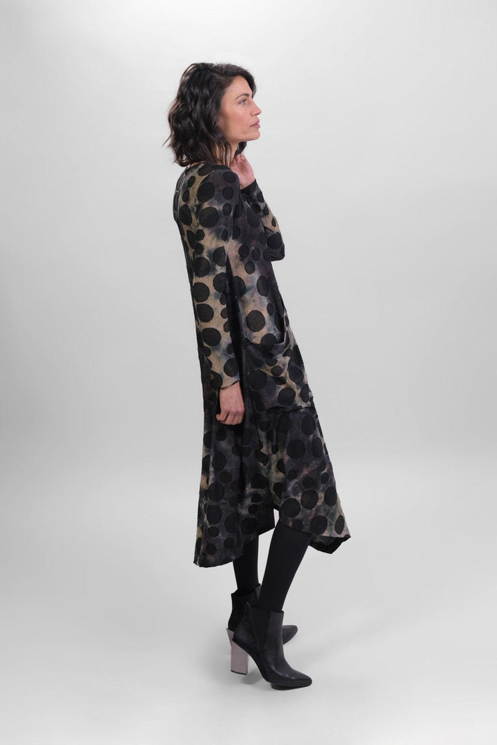Echo Asymmetry Dress, Coffee - Alembika Designer Women's Clothing