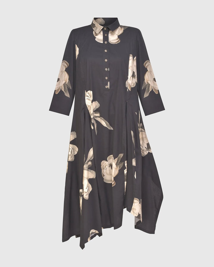 Renee Asymmetrical Shirtdress, Roses