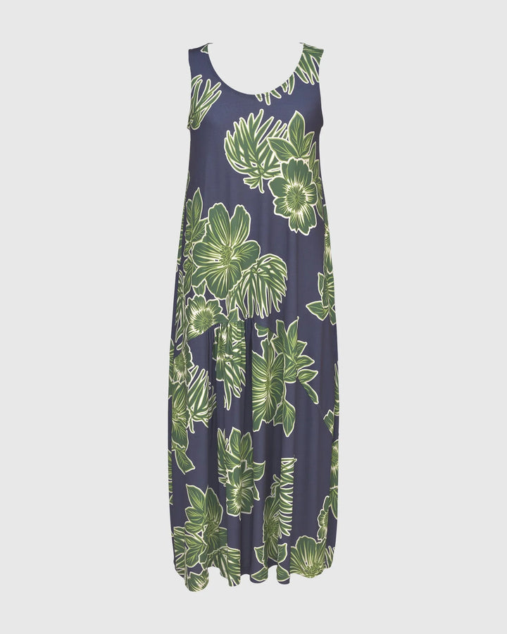 Aloha Sleeveless Maxi Dress, Royal/green