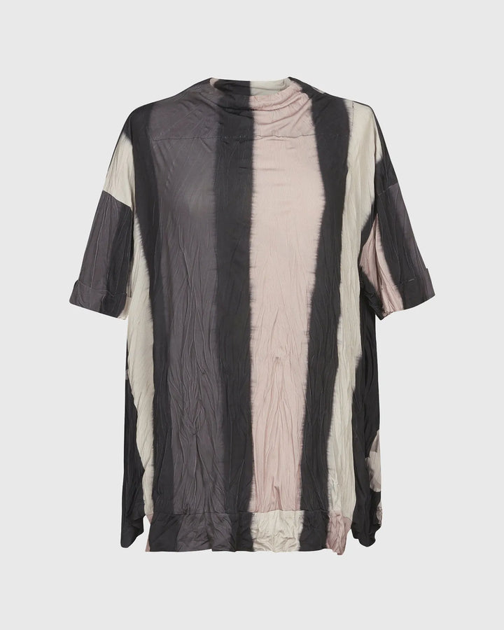 Laila Crinkle Trapeze Top, Stripe/roses
