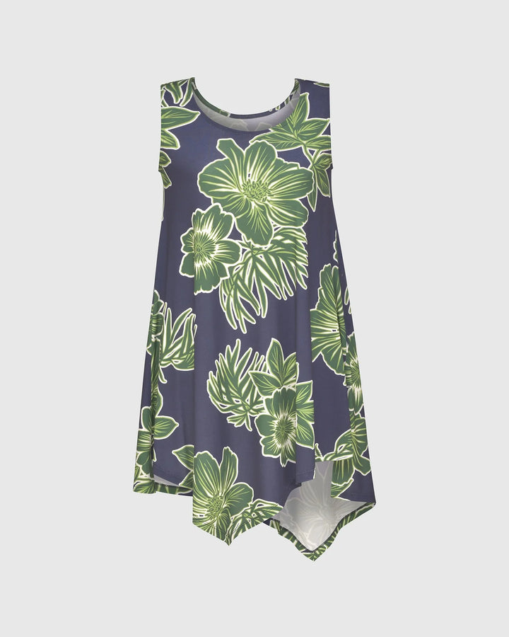 Dia Sleeveless Tunic Top, Royal/green