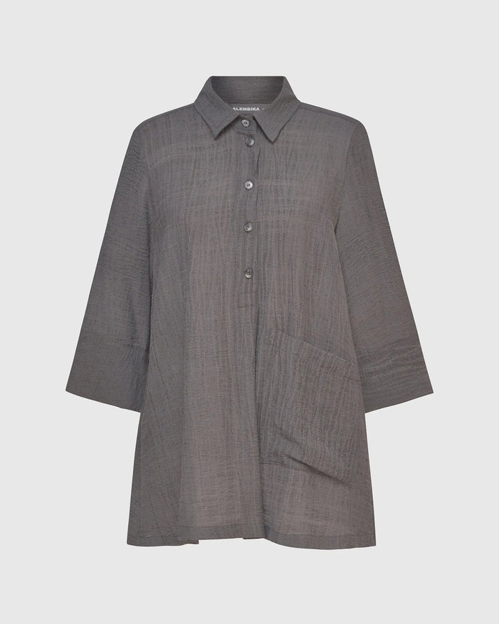 Dana Popover Blouse, Dove Grey