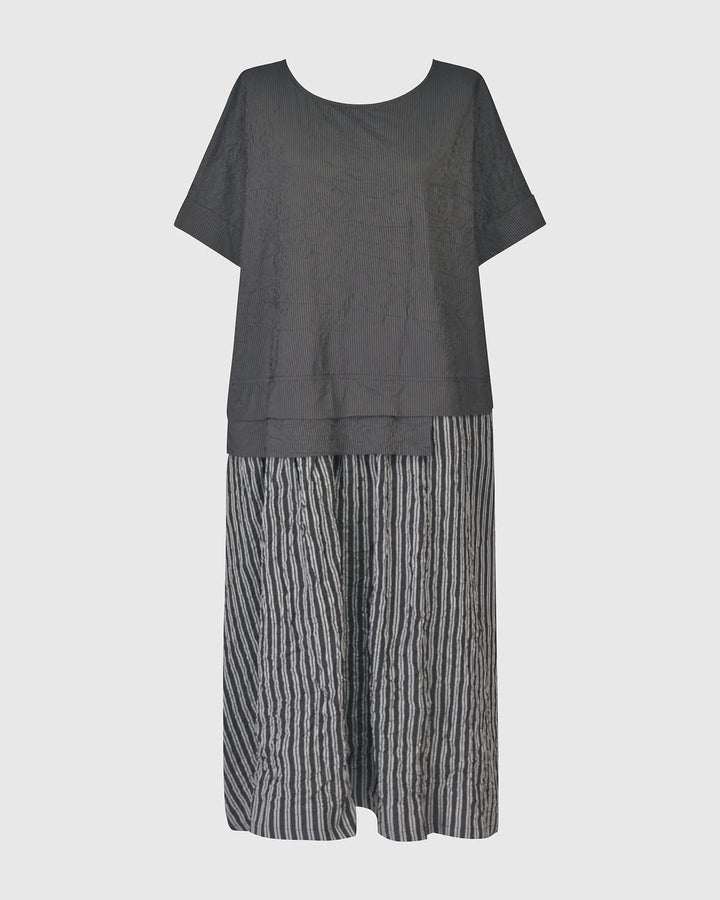 Urban Pinstripe Crinkle Maxi Dress, Silver/black