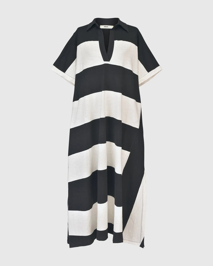 Urban Rugby Stripe Maxi Dress, White/black