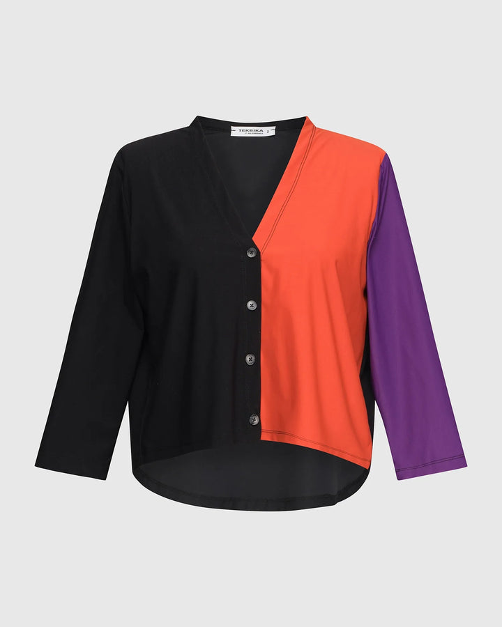 Tekbika Colorblock Crop Cardigan Jacket, Multi