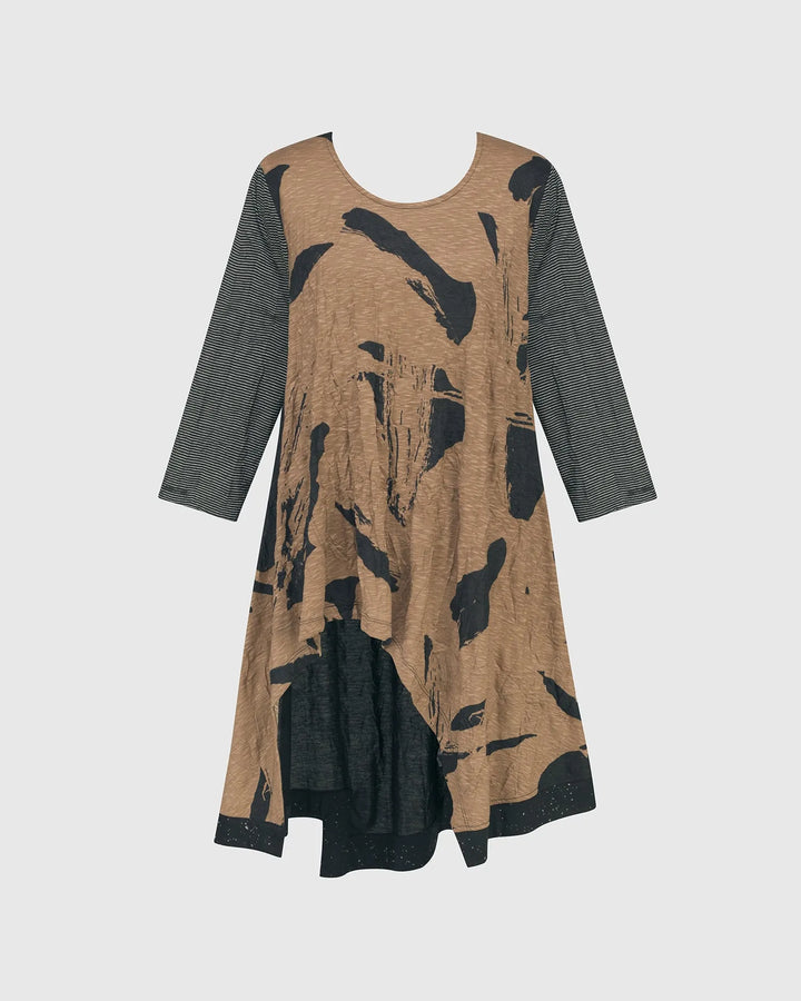 Ru Hi-Lo Crinkle Tunic Top, Sepia