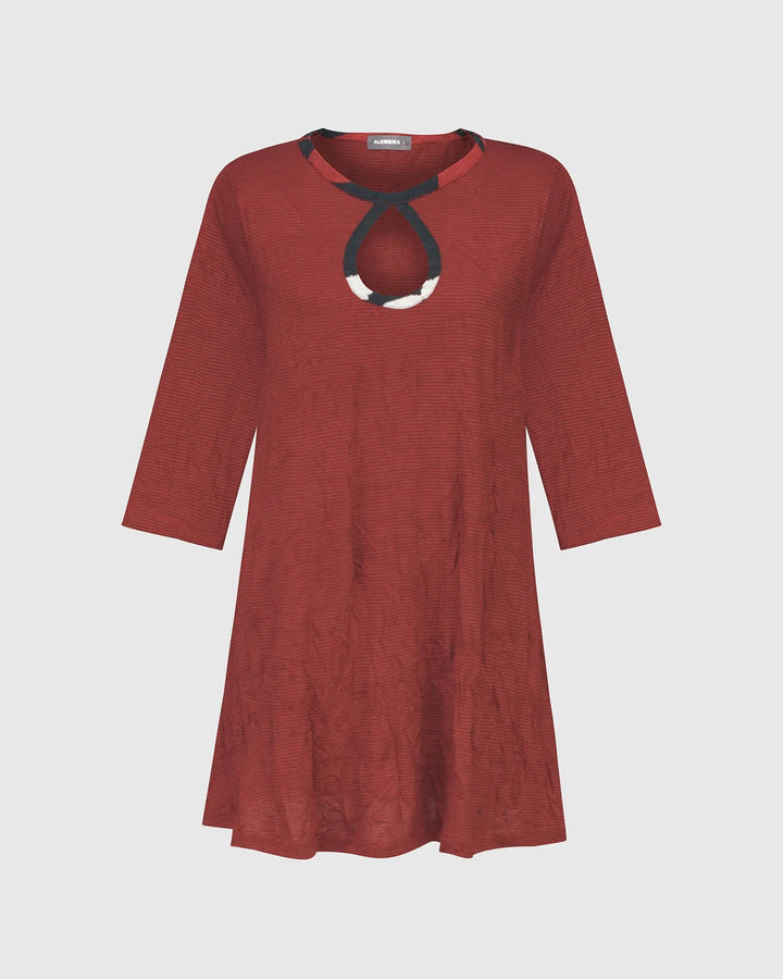 Kari Keyhole Tunic Top, Red