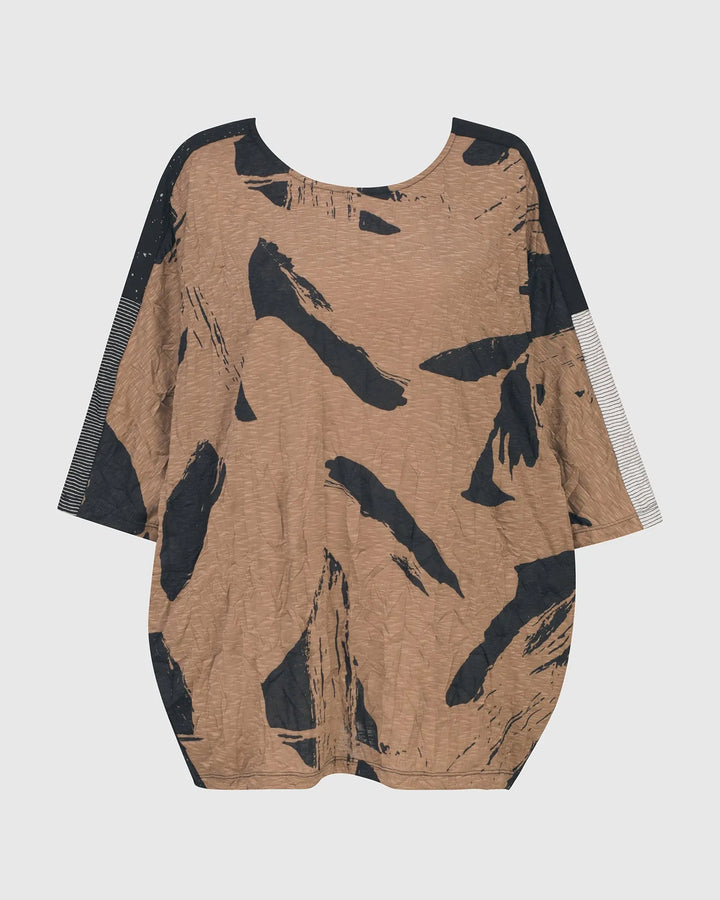 Sepia Crinkle Dolman Top for women over 40