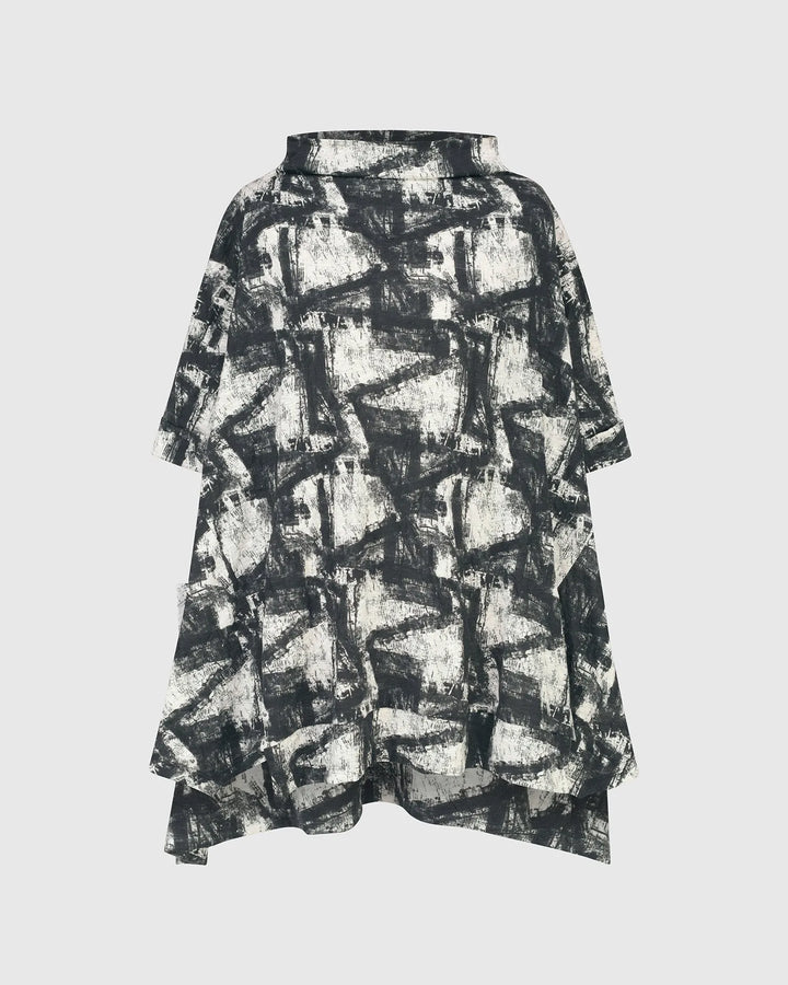 Black Crinkle Trapeze Top for women over 40