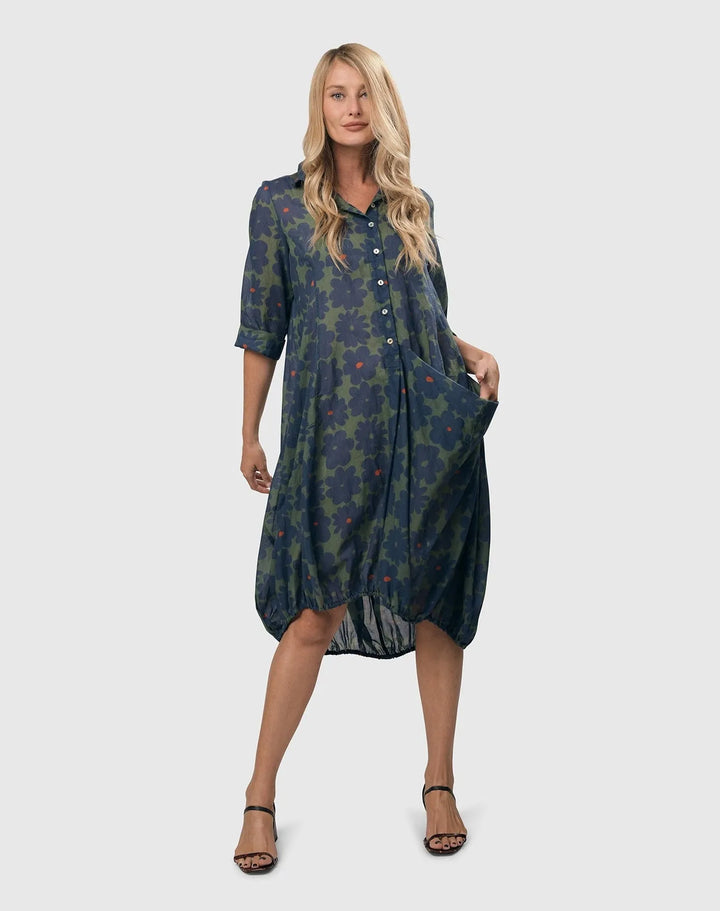 Bluebell Cotton Voile Wonderful Dress, Blue/green