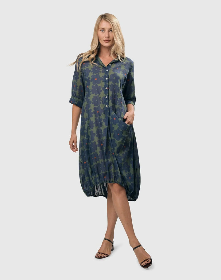 Bluebell Cotton Voile Wonderful Dress, Blue/green