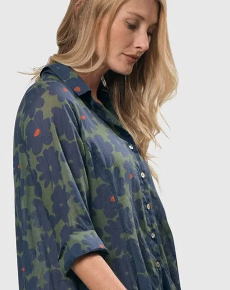 Bluebell Cotton Voile Wonderful Dress, Blue/green