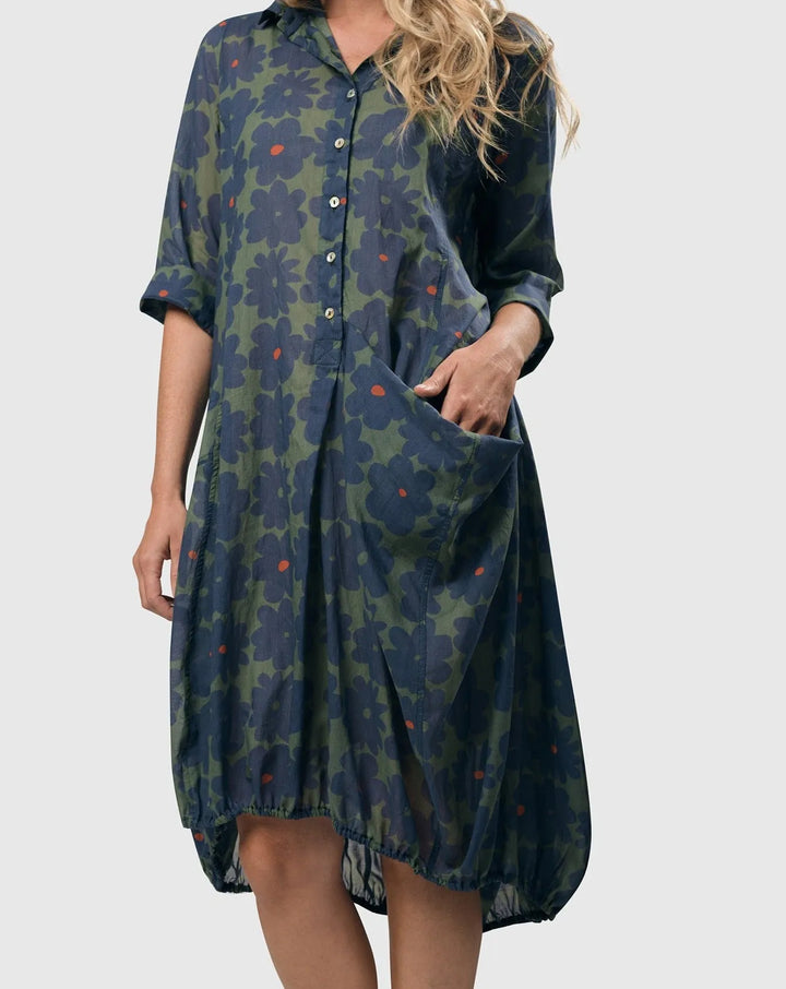 Bluebell Cotton Voile Wonderful Dress, Blue/green