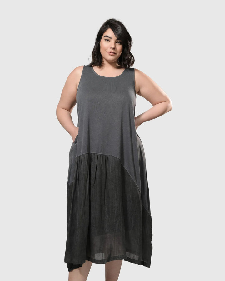 Dana Flow Tank Dress, Dove grey