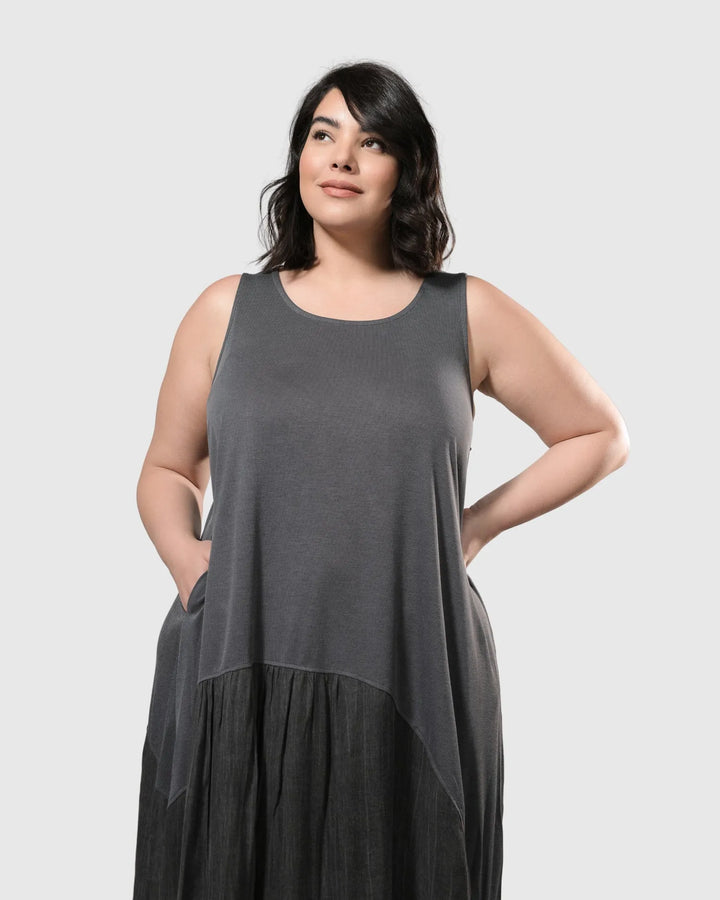 Dana Flow Tank Dress, Dove grey
