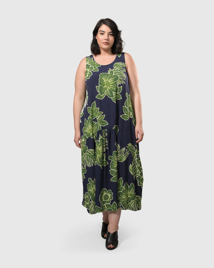Aloha Sleeveless Maxi Dress, Royal/green