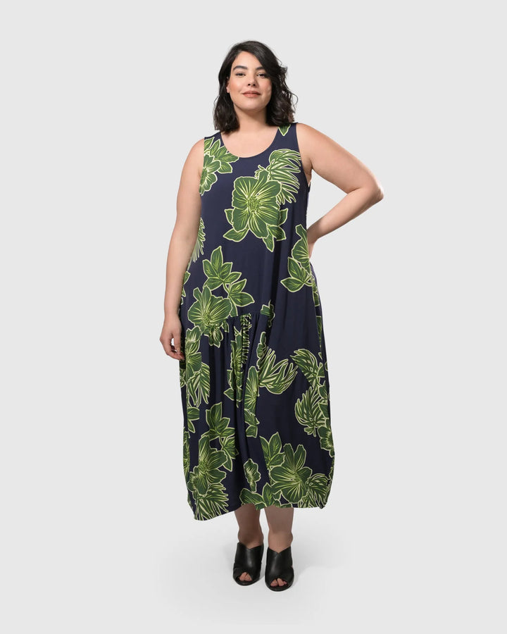 Aloha Sleeveless Maxi Dress, Royal/green