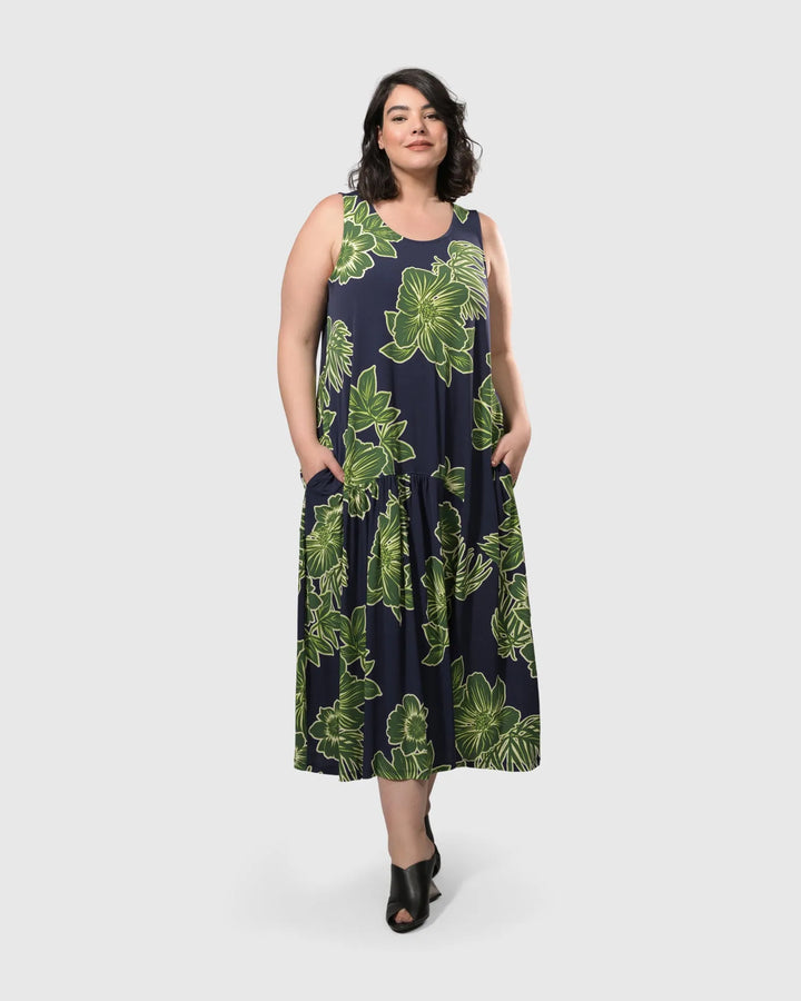 Aloha Sleeveless Maxi Dress, Royal/green