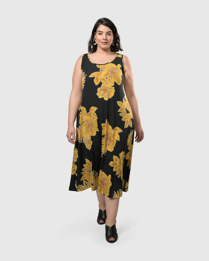 Molokai Sleeveless Swing Maxi Dress, Gold