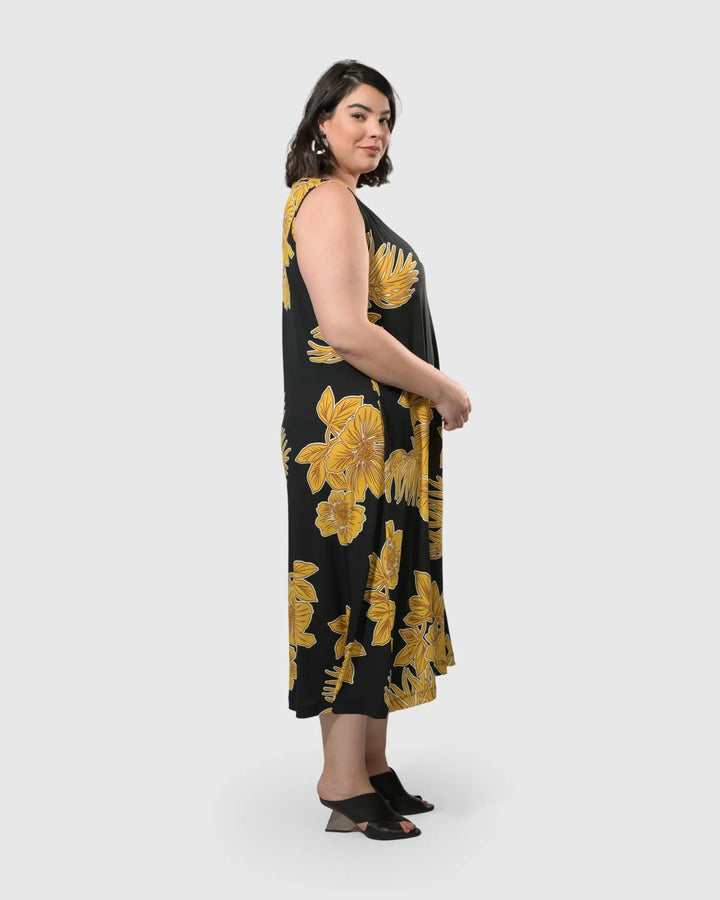 Molokai Sleeveless Swing Maxi Dress, Gold