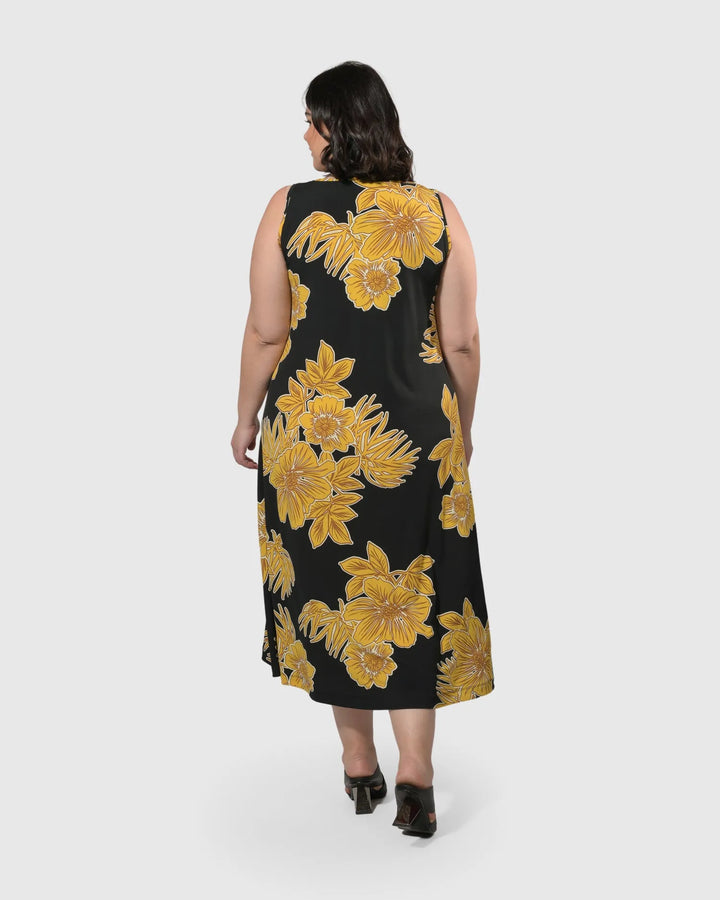 Molokai Sleeveless Swing Maxi Dress, Gold