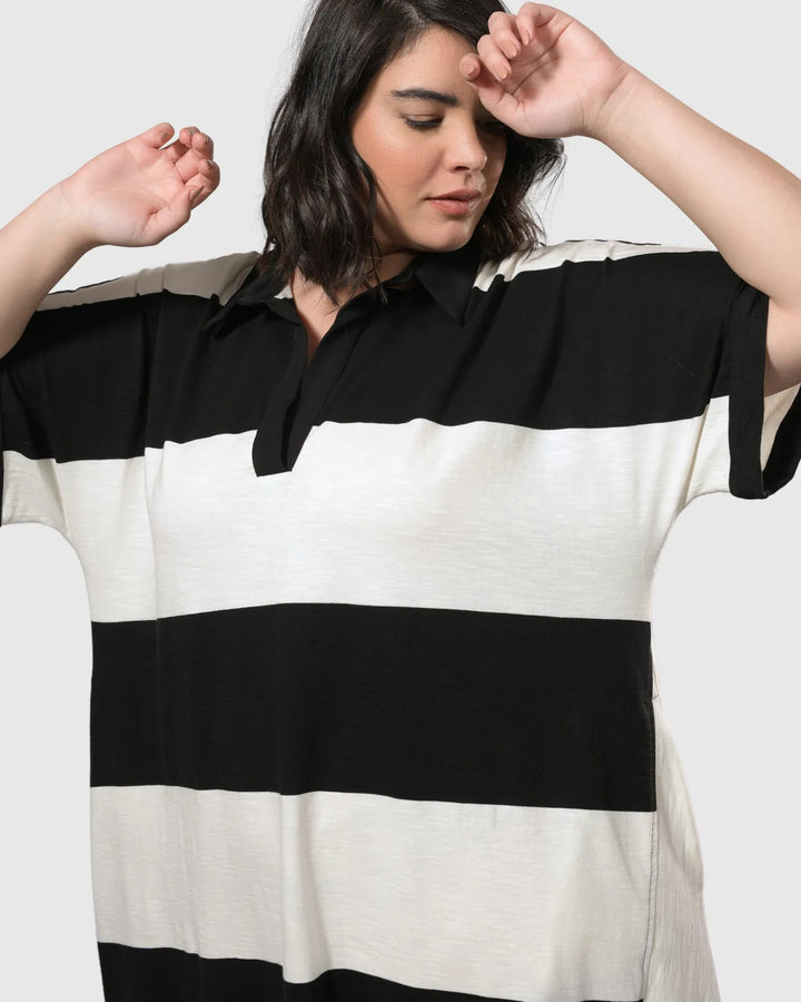 Urban Rugby Stripe Maxi Dress, White/black