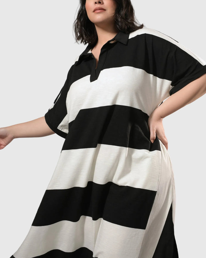 Urban Rugby Stripe Maxi Dress, White/black