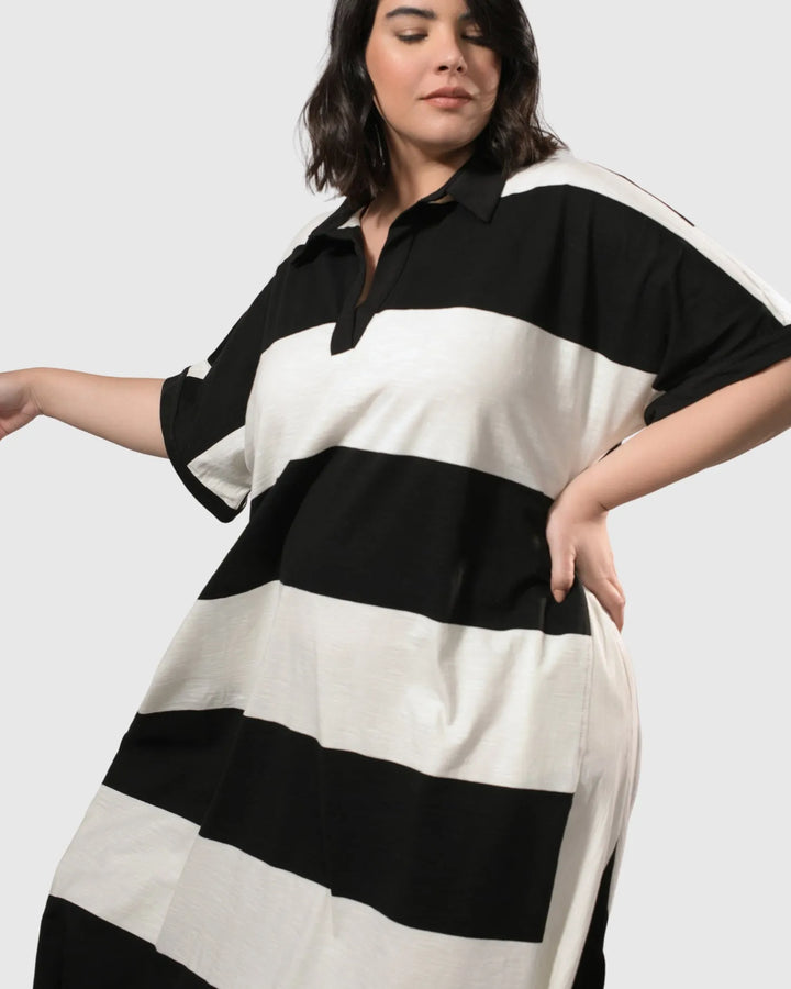 Urban Rugby Stripe Maxi Dress, White/black