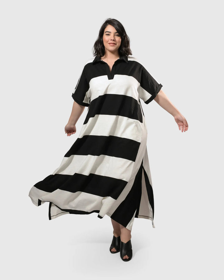 Urban Rugby Stripe Maxi Dress, White/black