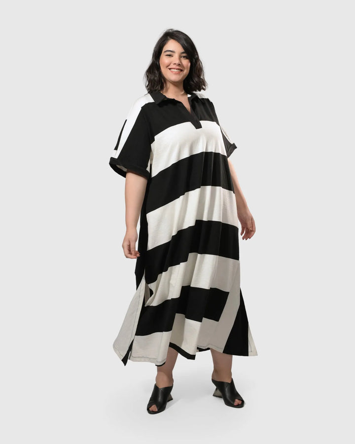 Urban Rugby Stripe Maxi Dress, White/black