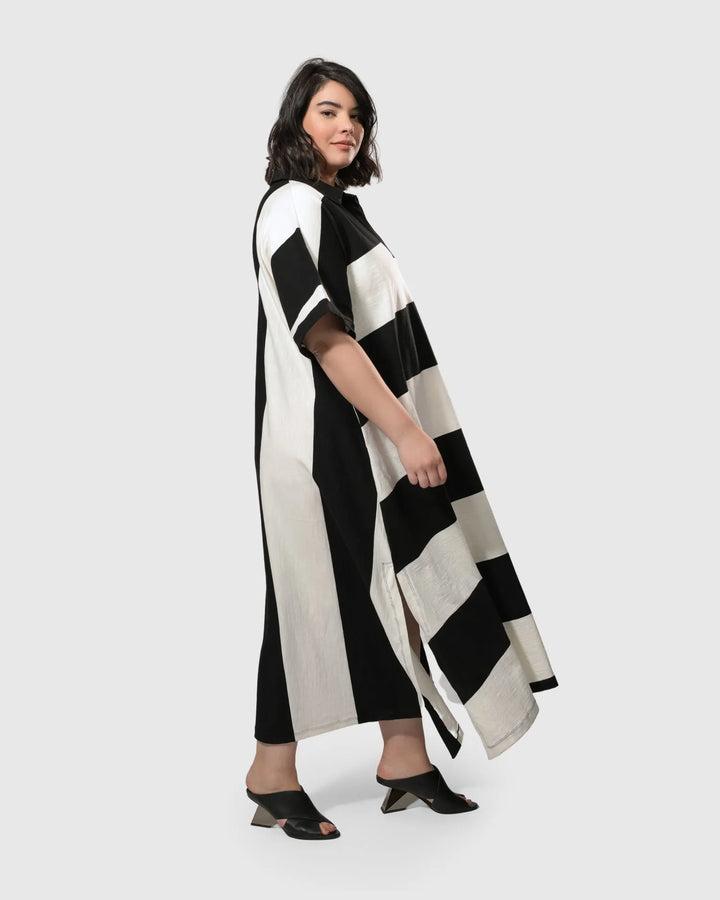 Urban Rugby Stripe Maxi Dress, White/black