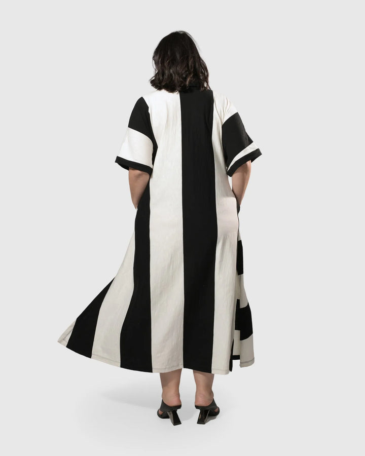 Urban Rugby Stripe Maxi Dress, White/black
