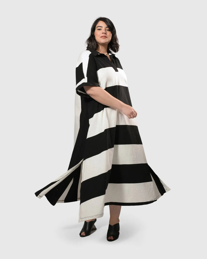 Urban Rugby Stripe Maxi Dress, White/black