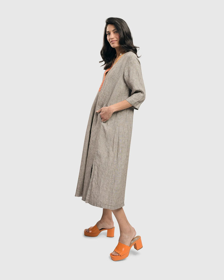 Cool Breeze Linen Maxi Dress, Ecru