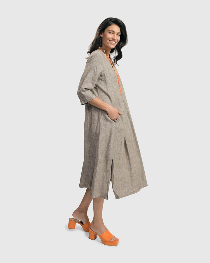 Cool Breeze Linen Maxi Dress, Ecru