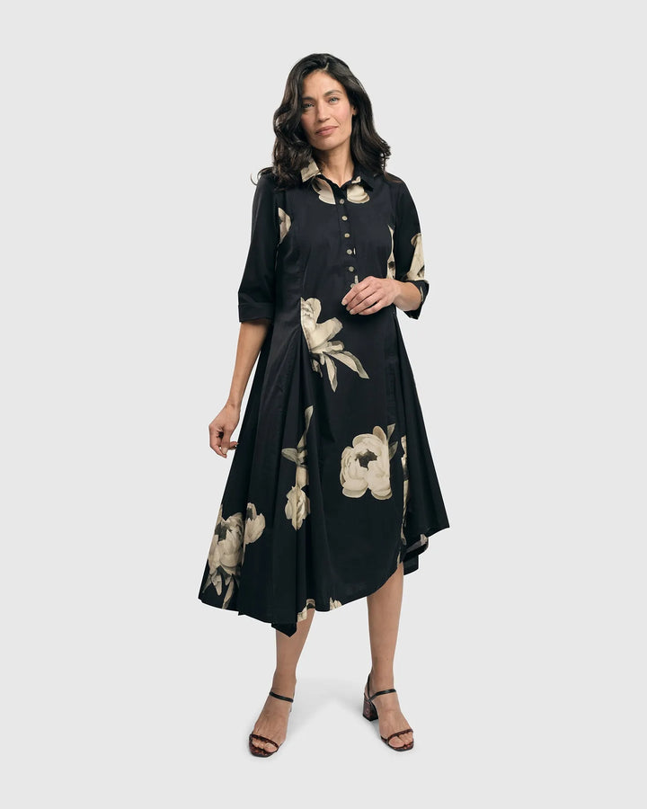 Renee Asymmetrical Shirtdress, Roses