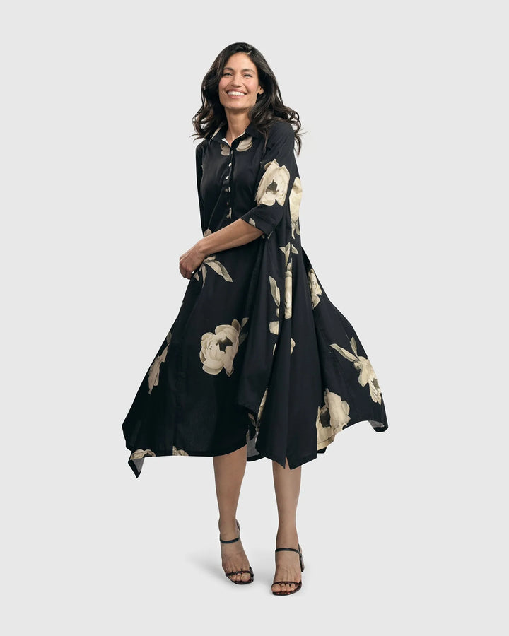 Renee Asymmetrical Shirtdress, Roses