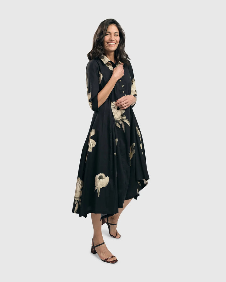 Renee Asymmetrical Shirtdress, Roses